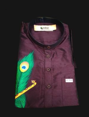 Hand Painted Kurta, KERALA MURAL PAINTINGS & Kerala Mural Painted Kurti K1002